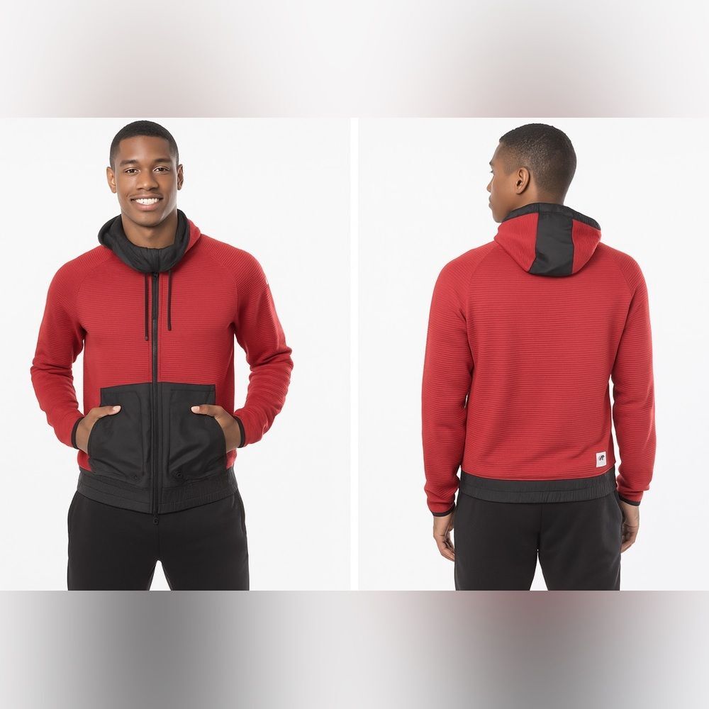 Nike International Dark Cayenne Red Full Zip Hoodie Thumbholes Men’s Size M